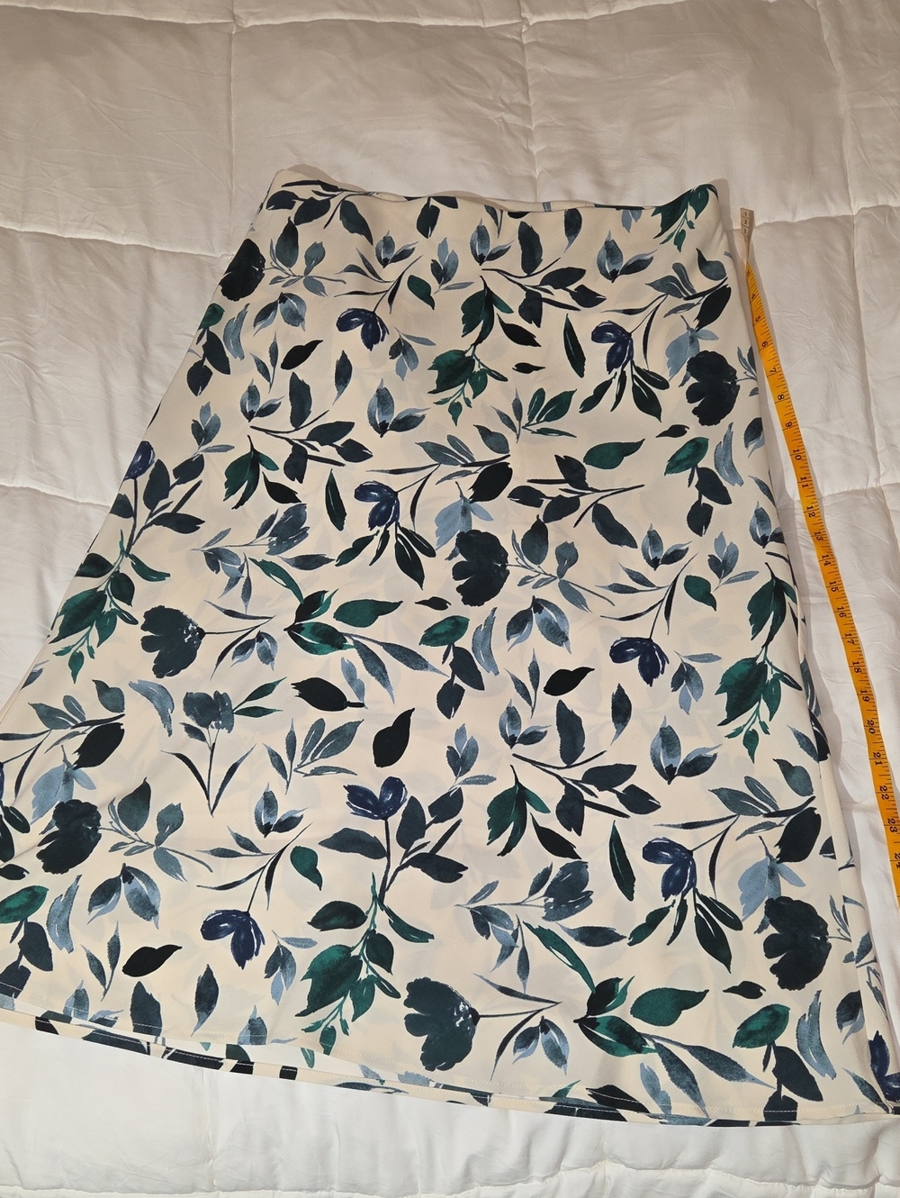 Rachel Zoe Cream A-Line Skirt with Blue and Green Floral Print